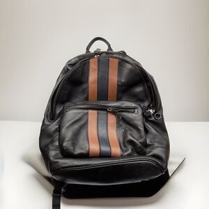 COACH West Backpack Varsity Stripe Black Saddle Midnight Style 3184